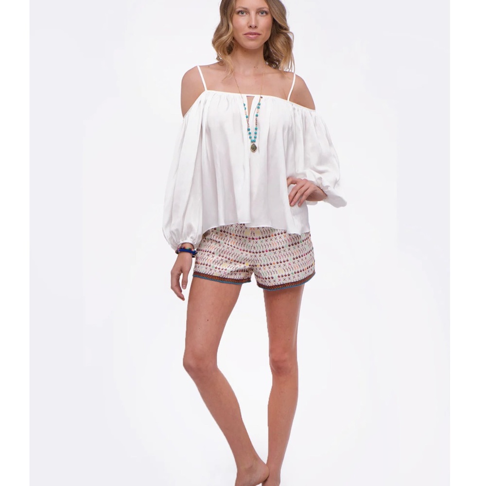 Amanda Mills Love Sam Imari Yucatec Embroidered Shorts excellent cond